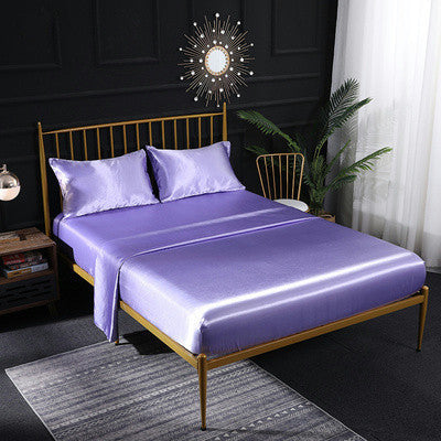HKM-716051 Satin Bedding Set - 4-Piece Queen & King Size Bed Fitted Sheet Collection