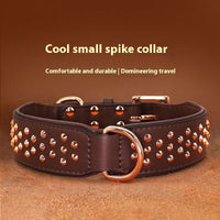 HKM-7161917 Leather Rivet Dog Collar - Anti-Bite, Available in Chocolate, Pink, and Black, Suitable for All Seasons