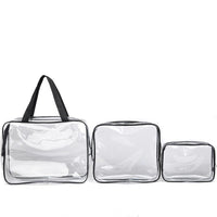HKM-716307 Transparent PVC Travel Storage Bag Set – 3 Piece Toiletry Organizer for Cosmetics, Accessories, and More