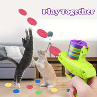HKM-7163197 Interactive Cat Toy Launcher for Foam Discs - Durable Battery-Free Plastic for Endless Fun