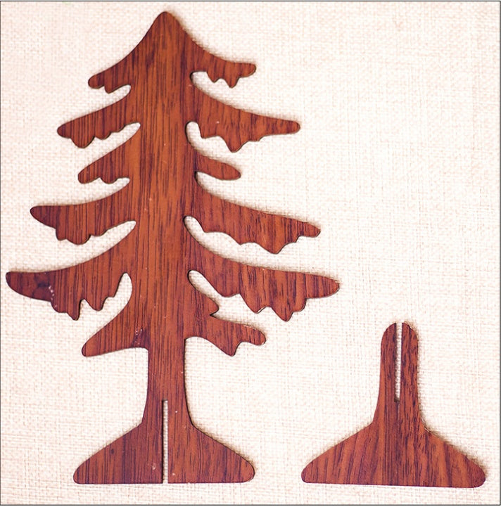 HKM-716371 Wooden Christmas Tree Desktop Ornaments - Carved Holiday Decorations