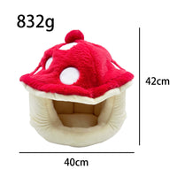 HKM-7163965 Cozy Plush Mushroom-Shaped Half Enclosed Cat Kennel, 42cm