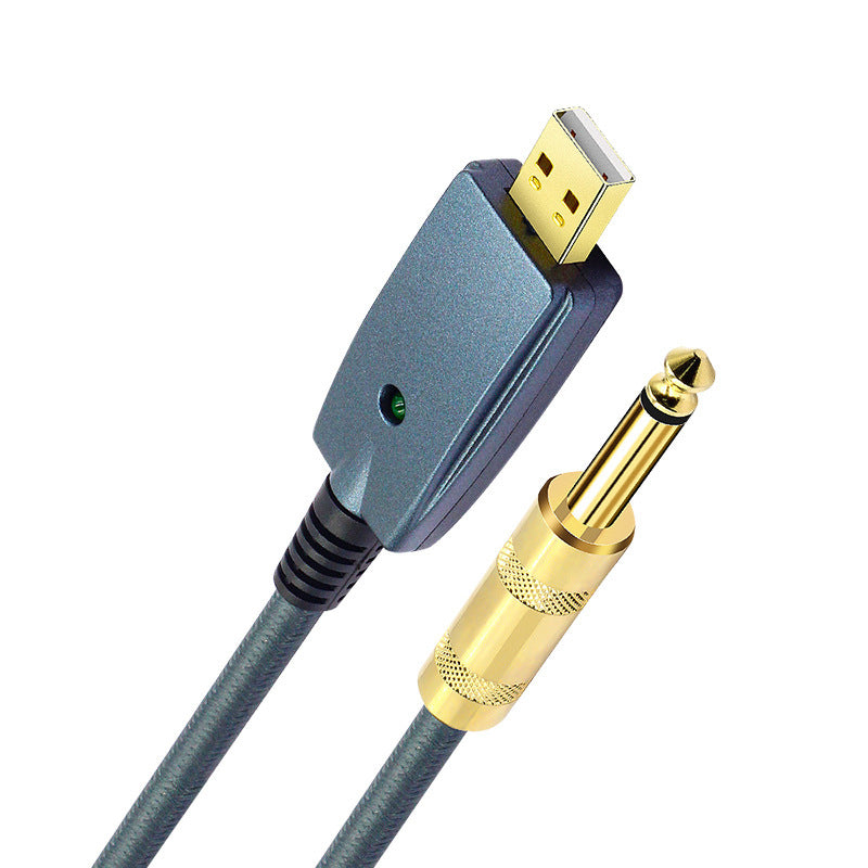 HKM-716435 USB Male to 6.35MM Male Audio Recording Cable for Notebook, 3 Meters, Oxygen-Free Copper