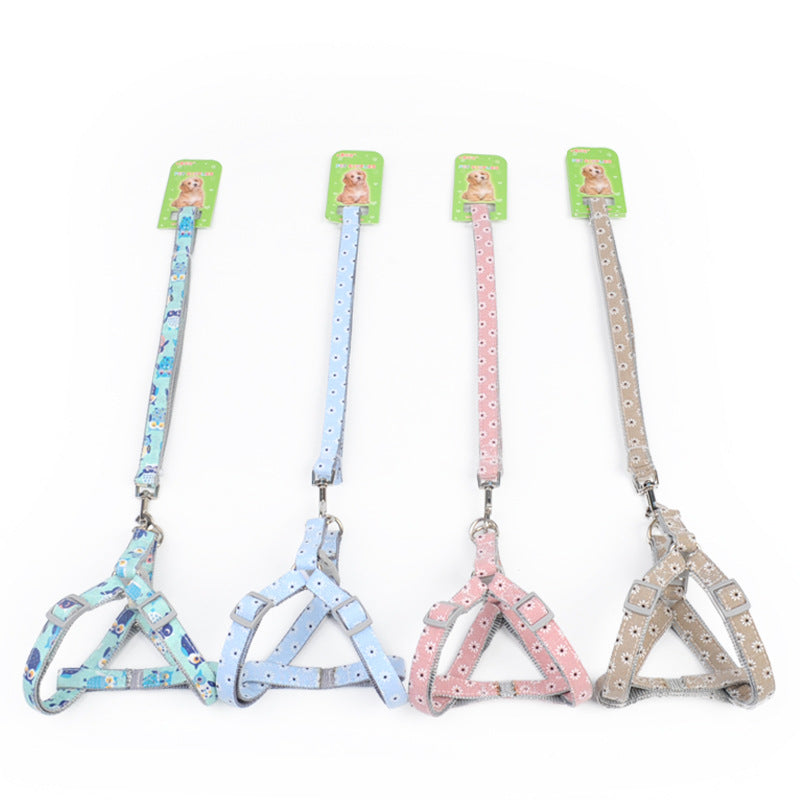 HKM-7164989 Adjustable Traction Rope Harness for Walking Dogs - Cotton and Nylon, Multiple Colors Available