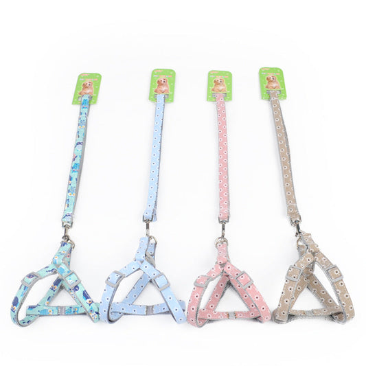 HKM-7164989 Adjustable Traction Rope Harness for Walking Dogs - Cotton and Nylon, Multiple Colors Available