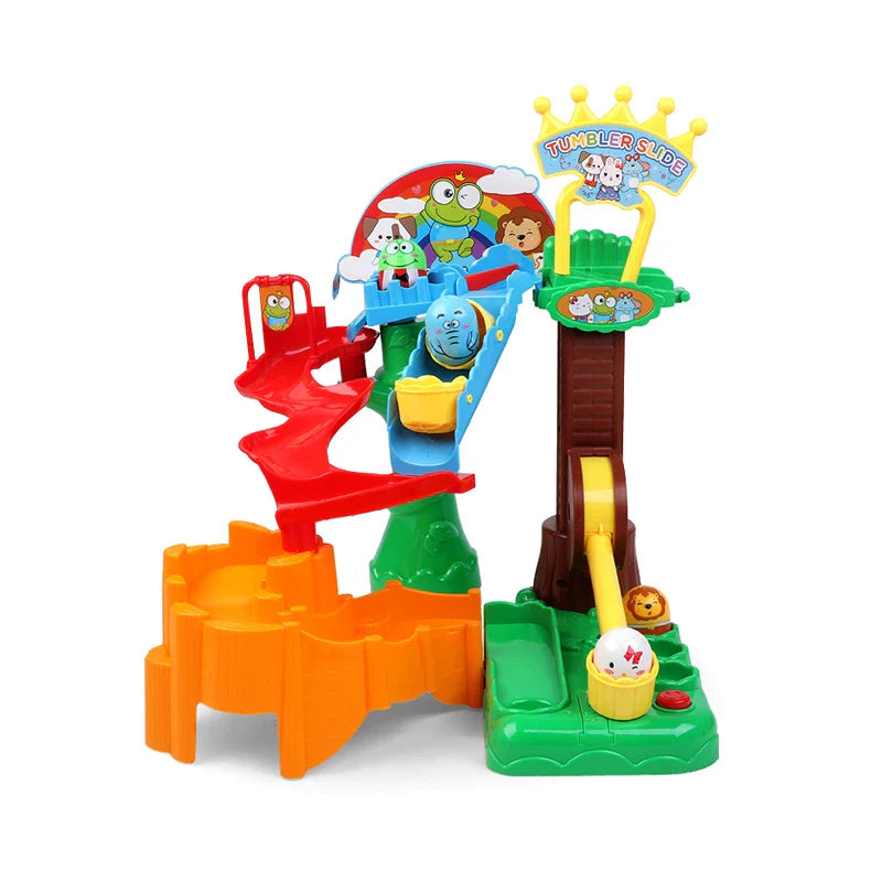 HKM-716499 Tumbler Slide Track Toy Set for Kids - DIY Assembly Race Track with Zoo Animals - Ages 3 and Up