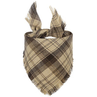 HKM-7165373 Fall Plaid Dog Bandana with Tassel Edges - Cozy Triangle Scarf for Thanksgiving and Everyday Wear