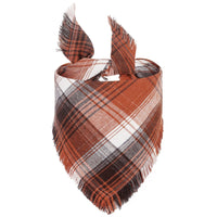 HKM-7165373 Fall Plaid Dog Bandana with Tassel Edges - Cozy Triangle Scarf for Thanksgiving and Everyday Wear