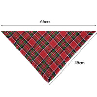 HKM-7165373 Fall Plaid Dog Bandana with Tassel Edges - Cozy Triangle Scarf for Thanksgiving and Everyday Wear