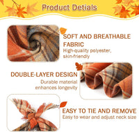 HKM-7165373 Fall Plaid Dog Bandana with Tassel Edges - Cozy Triangle Scarf for Thanksgiving and Everyday Wear