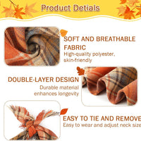 HKM-7165373 Fall Plaid Dog Bandana with Tassel Edges - Cozy Triangle Scarf for Thanksgiving and Everyday Wear