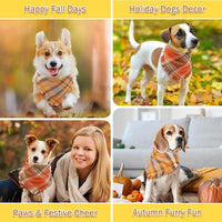 HKM-7165373 Fall Plaid Dog Bandana with Tassel Edges - Cozy Triangle Scarf for Thanksgiving and Everyday Wear