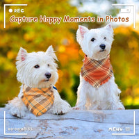 HKM-7165373 Fall Plaid Dog Bandana with Tassel Edges - Cozy Triangle Scarf for Thanksgiving and Everyday Wear