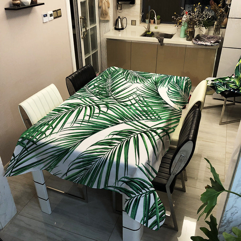 HKM-716627 Waterproof Modern Green Rectangle Tablecloth for Home Use