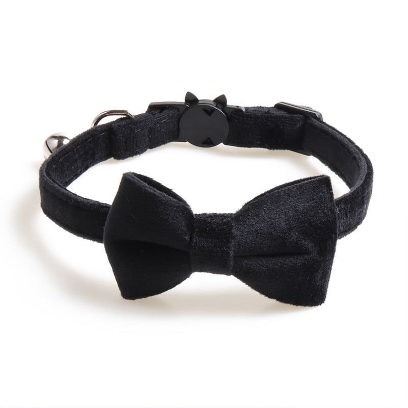 HKM-7167677 Bow Cat Collar with Bell - Cloth Material, Available in Blue, Black, Red, Purple, Pink, Chocolate, 1.0*28CM