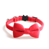 HKM-7167677 Bow Cat Collar with Bell - Cloth Material, Available in Blue, Black, Red, Purple, Pink, Chocolate, 1.0*28CM