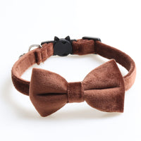 HKM-7167677 Bow Cat Collar with Bell - Cloth Material, Available in Blue, Black, Red, Purple, Pink, Chocolate, 1.0*28CM