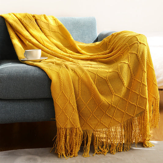 HKM-716819 Coral Fleece Knitted Sofa Blanket in Multiple Colors and Sizes