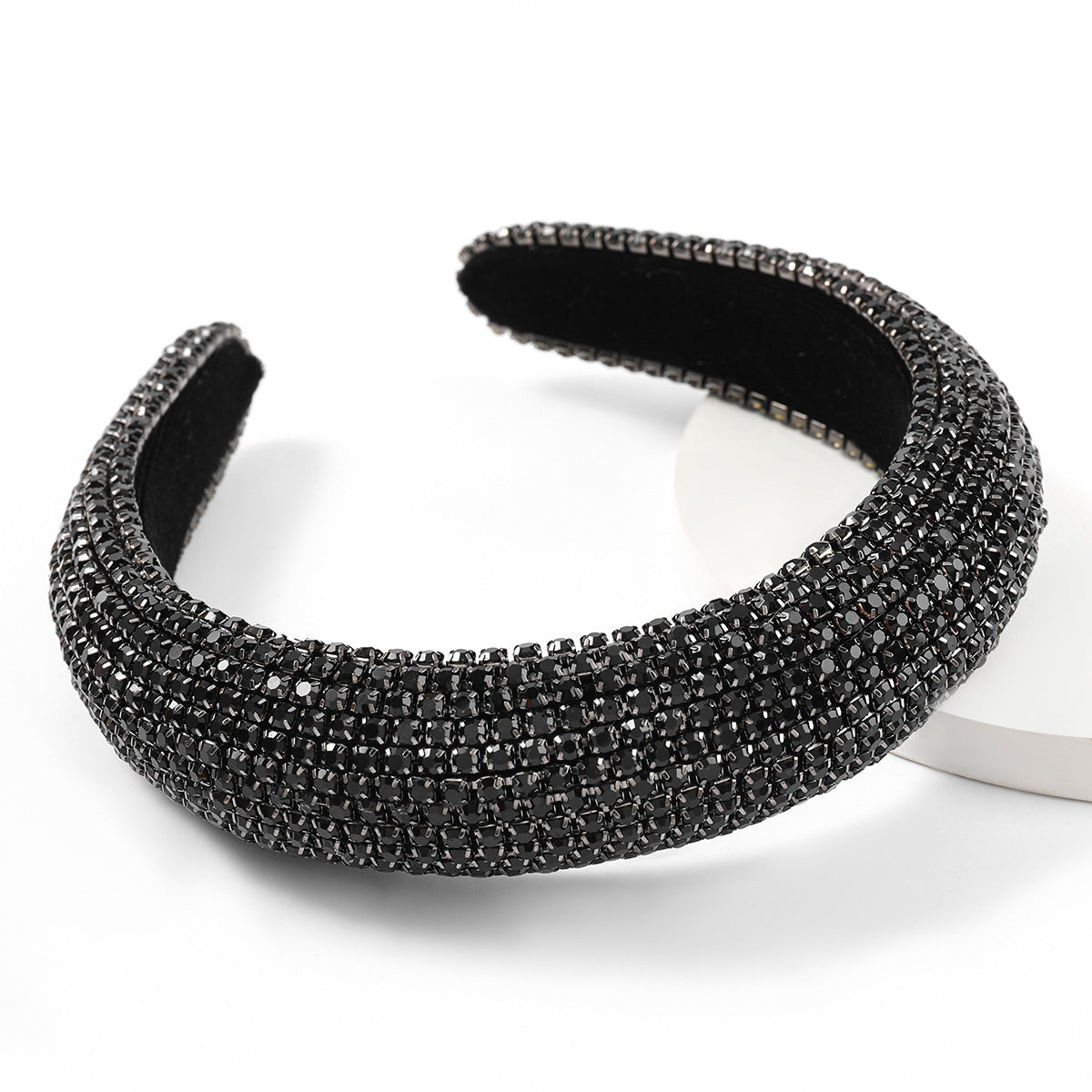 HKM-716819 Diamond Rhinestone Wide Brim Headband for Women - Sponge Geometry Hair Accessory