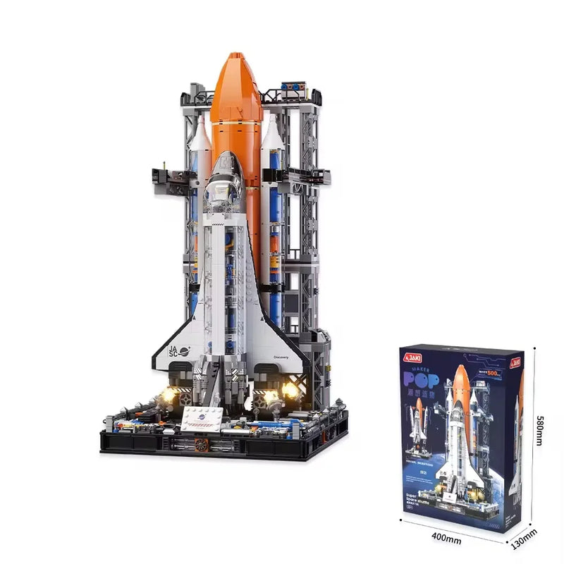 HKM-716883 Space Series Building Block Set - Electric Space Shuttle with Lights, 50 Pieces, for Ages 2 & Up