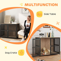 HKM-7169341 Dog Crate Furniture with Anti-Chew Design and Secure Single Door, 39" Walnut Brown