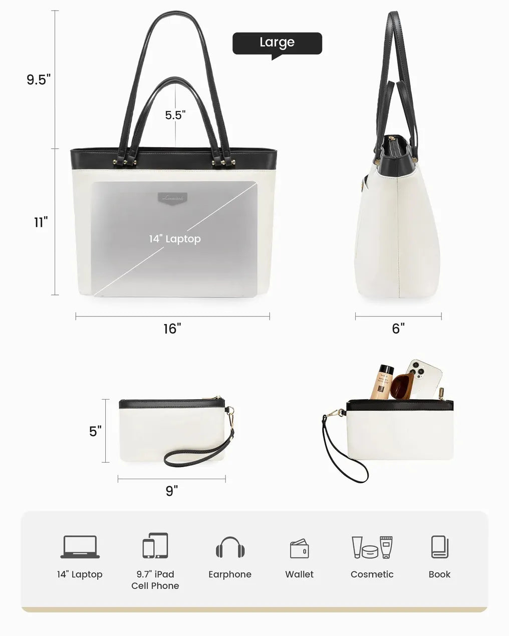 HKM-716947 Stylish Custom Tote Bag for Women with Dual Handles and Detachable Wristlet