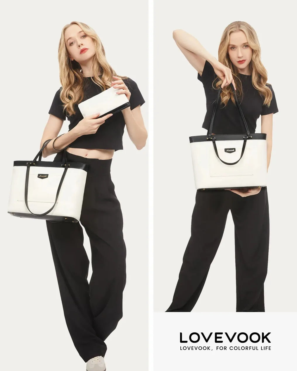 HKM-716947 Stylish Custom Tote Bag for Women with Dual Handles and Detachable Wristlet