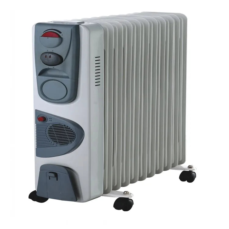 HKM-717011 Oil-Filled Radiator Heater with Adjustable Thermostat and Overheat Protection, 1500-2500W