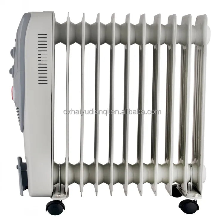 HKM-717011 Oil-Filled Radiator Heater with Adjustable Thermostat and Overheat Protection, 1500-2500W
