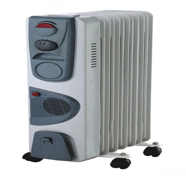 HKM-717011 Oil-Filled Radiator Heater with Adjustable Thermostat and Overheat Protection, 1500-2500W