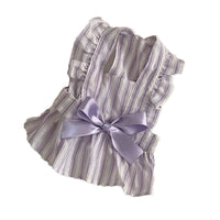 HKM-7170237 Charming Dog Dress with Bowknot and Stripe Skirt for Summer Outings