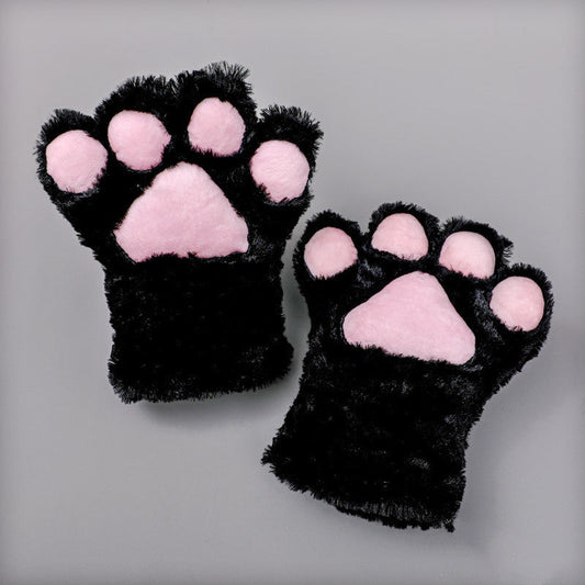 HKM-717075 Adorable Plush Cat Paw Gloves for Cosplay and Performance - One Size, Various Colors