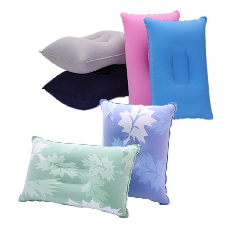 HKM-717075 Inflatable Travel Pillow with PVC Flocking Fabric - Various Colors Available