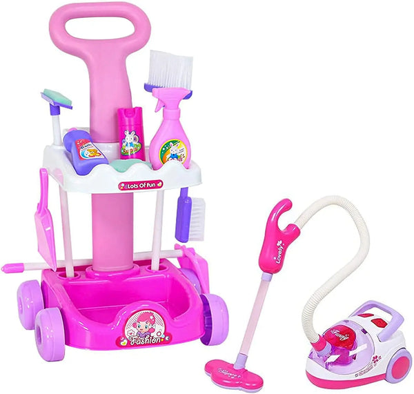 HKM-717075 Kids Pretend Play Cleaning Set - 11 Pcs Broom and Accessories for Ages 2 to 13