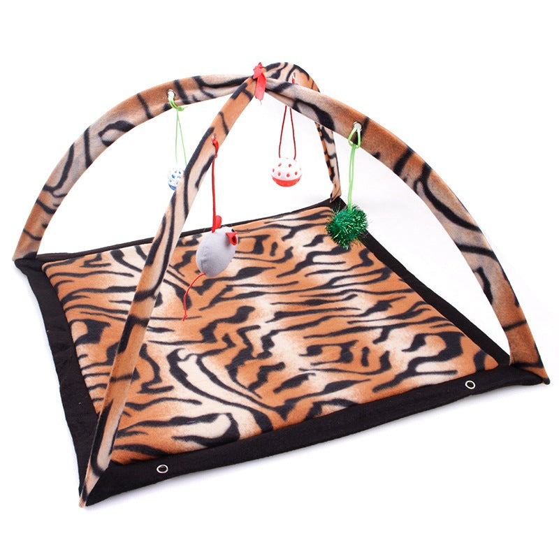 HKM-7173053 Cartoon Cat Play Tent and Hammock - Foldable Cat Bed with Balls and Patterns