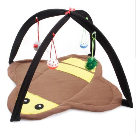 HKM-7173053 Cartoon Cat Play Tent and Hammock - Foldable Cat Bed with Balls and Patterns