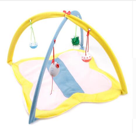 HKM-7173053 Cartoon Cat Play Tent and Hammock - Foldable Cat Bed with Balls and Patterns