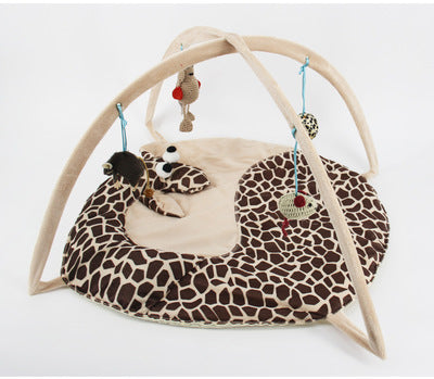 HKM-7173053 Cartoon Cat Play Tent and Hammock - Foldable Cat Bed with Balls and Patterns