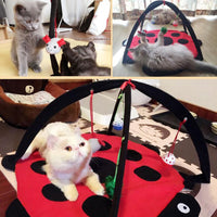 HKM-7173053 Cartoon Cat Play Tent and Hammock - Foldable Cat Bed with Balls and Patterns