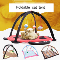 HKM-7173053 Cartoon Cat Play Tent and Hammock - Foldable Cat Bed with Balls and Patterns