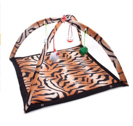 HKM-7173053 Cartoon Cat Play Tent and Hammock - Foldable Cat Bed with Balls and Patterns