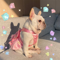 HKM-7173693 Pink Mesh Dress Skirt for Dogs and Cats with Bow and Pearl - Sizes S2 to 3XL