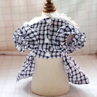 HKM-7173821 Black and White Red Apple Plaid Lace Dress for Small Dogs