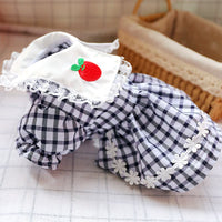HKM-7173821 Black and White Red Apple Plaid Lace Dress for Small Dogs