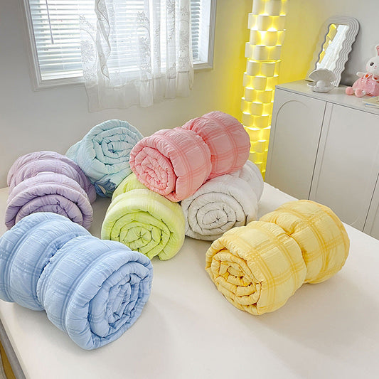 HKM-717395 Summer Seersucker Cooling Quilt for Comfortable Sleep - Multiple Sizes and Colors available