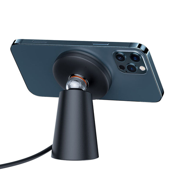 HKM-717459 Magnetic Wireless Charger with Type-C Input - Compact Black Stand