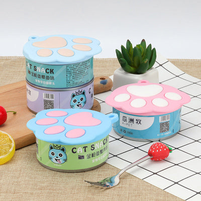 HKM-7174717 Silicone Dog Paw Design Pet Can Lid – Versatile and Durable, Fits Standard Canned Pet Food