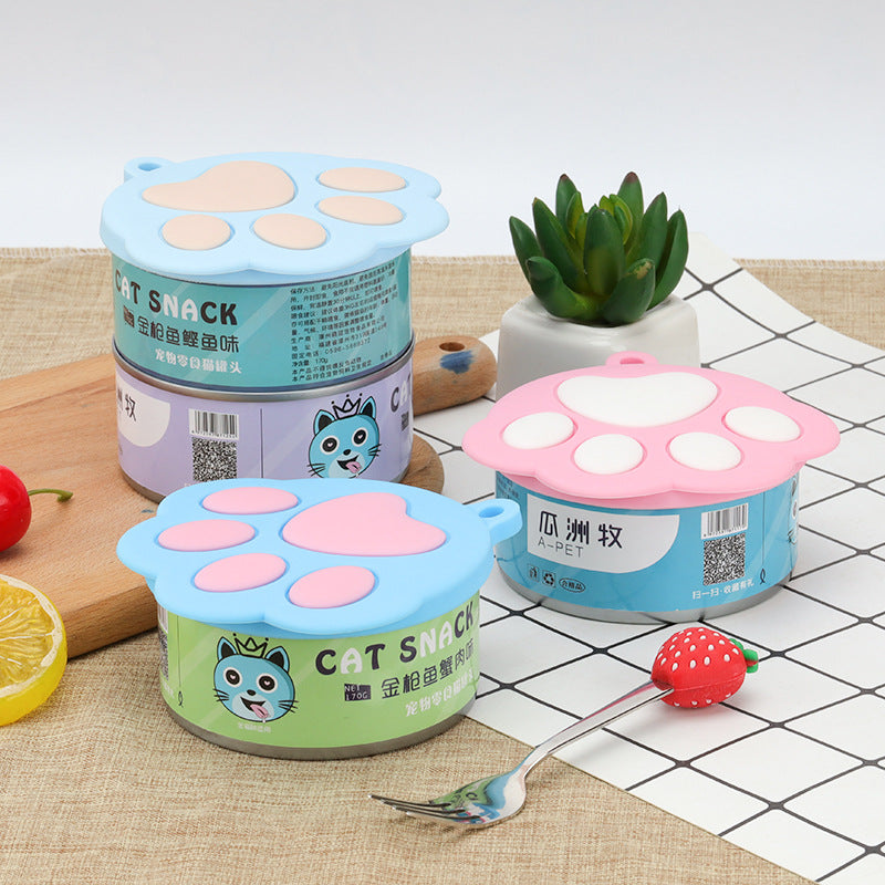 HKM-7174717 Silicone Dog Paw Design Pet Can Lid – Versatile and Durable, Fits Standard Canned Pet Food