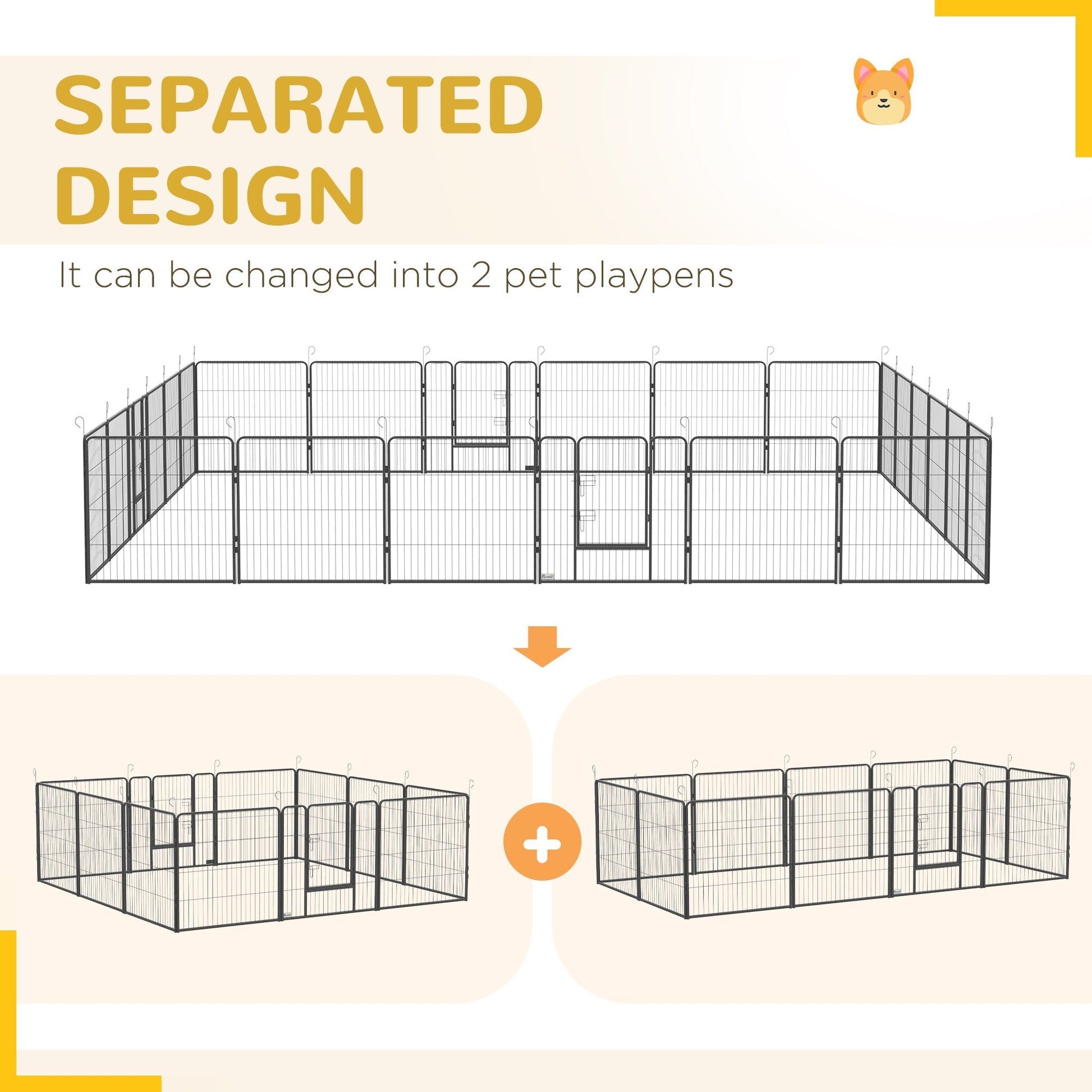 HKM-7175101 Expandable 24-Panel Dog Playpen with Lockable Doors for Small to Medium Dogs