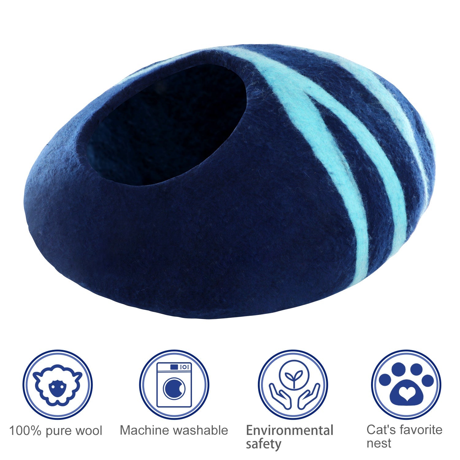 HKM-7175485 Handcrafted Merino Wool Cat House | Cozy, Safe, and Washable Pet Nest